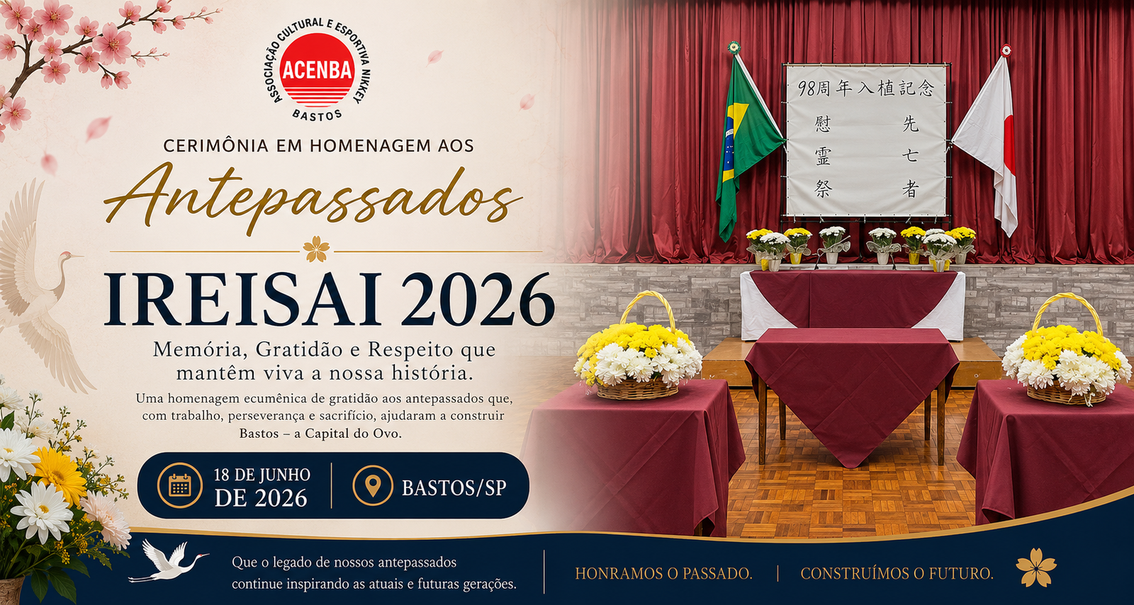 Ireisai 2026 - Homenagem aos antepassados durante as comemorações dos 98 anos de Bastos